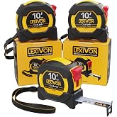LEXIVON [3-Pack] 10Ft/3m DuaLock Tape Measure | 3/4-Inch Wide Blade with Nylon Coating, Matt Finish White &amp; Yellow Dual Sided Rule Print | Ft/Inch/Fractions/Metric (LX-203)