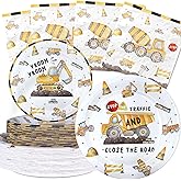 Construction Birthday Party Decorations Set - Construction Party Decorations, Plates, and Napkins for 40 Guests - Construction Themed Disposable Tableware and Birthday Decorations