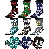Eurzom 6 Pairs Funny Casino Crew Socks for Men Women Novelty Poker Dice Pattern Sock Valentine Birthday Gift for Casino Lover