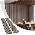 Olanglab Wood Slat Wall Panels, Wooden Acoustic Wall Panels, 94.5"x12.6" Each 3D Wall Panels for Interior Wall Decor, 2 Pack in Total 94.5"x25.2" (Dark Walnut)