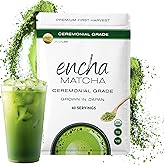 Encha Matcha - Ceremonial Grade Matcha Powder, Organic First Harvest Japanese Green Tea Powder, From Uji, Japan (60g/2.12oz)