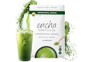 Encha Ceremonial Grade Matcha Powder - Organic First Harvest Japanese Matcha Green Tea, Matcha Tea From Uji, Japan (60g/2.12oz)