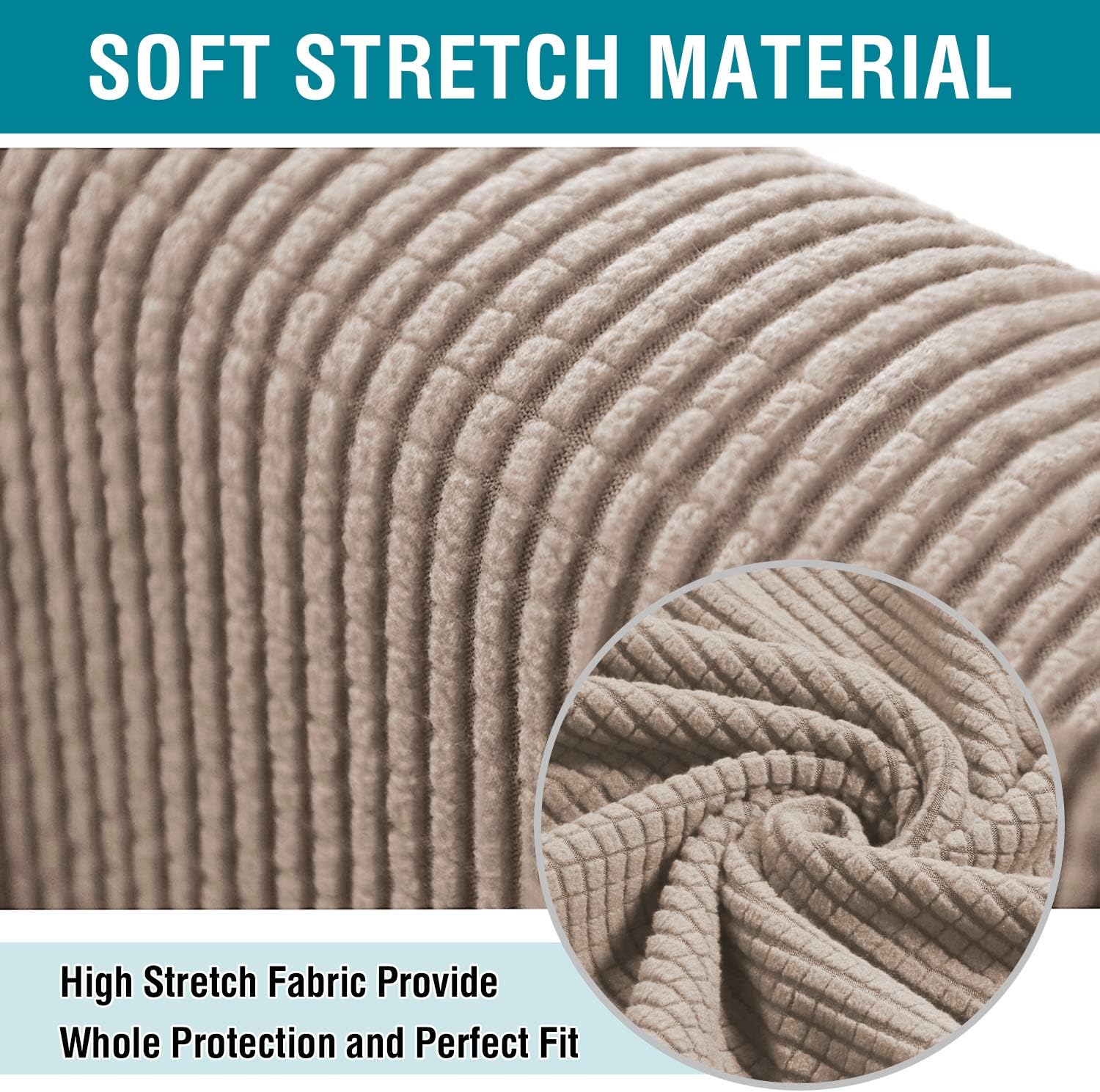 High Stretch Club Chair Cover Tub Chair Cover Armchair Sofa Slipcover with Elastic Bottom Super Soft Jacquard Spandex Skid Resistance Furniture Protector (1 Piece, Khaki): Furniture & Decor