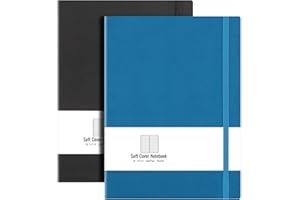 B5 College Ruled Notebook Softcover Journals(2-Pack)- AHGXG Large Composition Notebook 7.6 x 10 inch with Thick 100gsm Lined Paper, Total 408 Numbered Pages (Black Blue)
