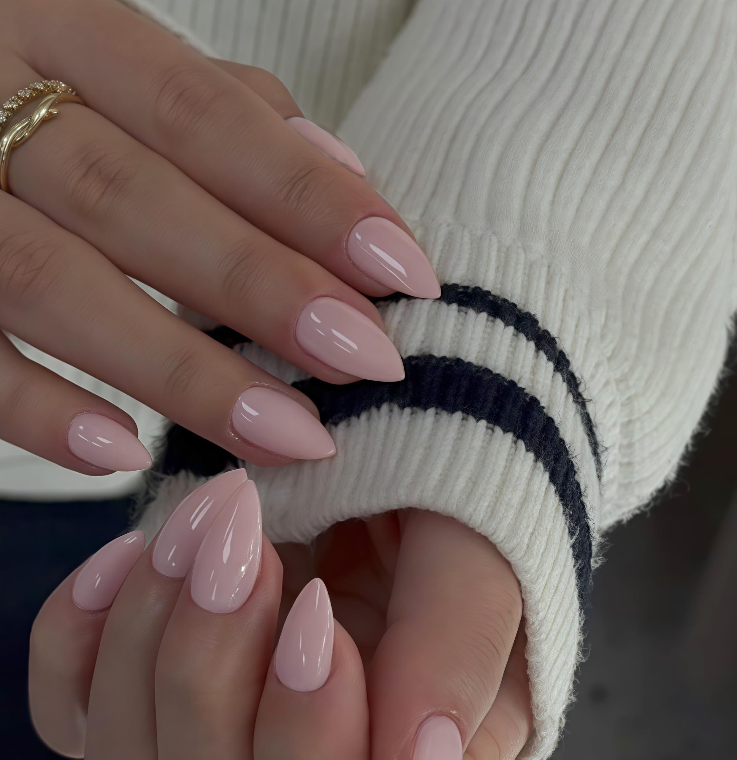 Photo 1 of SXVME Dusty Baby Pink Press on Nails Almond Shaped, Short Fake Glue on Nails, Thick Natural Acrylic False Handmade of Upgrade Gel, Extra Short Fall for Big & Petite Fingers, 30Pcs