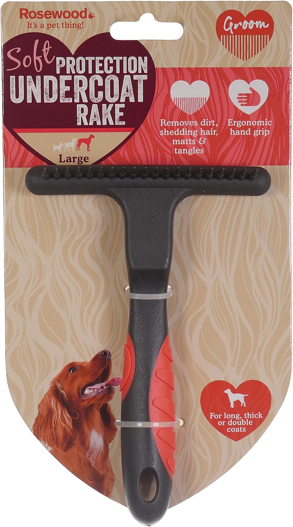 Rosewood Soft Protection Undercoat Rake for Dogs Large