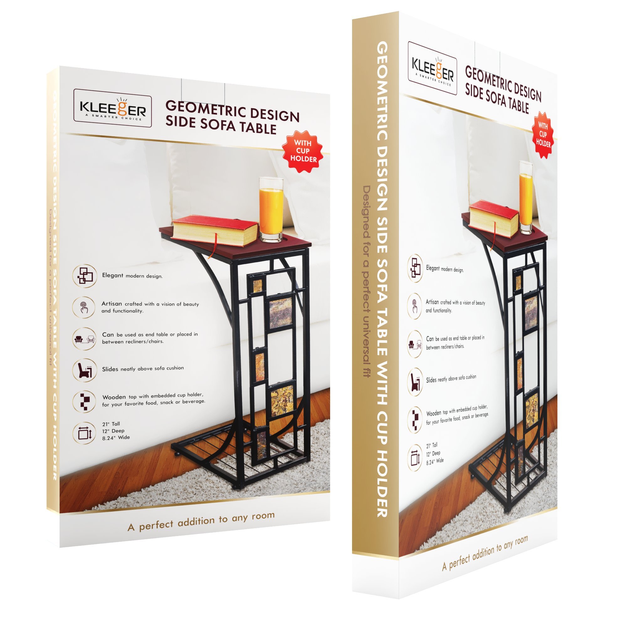 Kleeger Sofa Side Table With Cup Holder Buy Online In Barbados At Desertcart