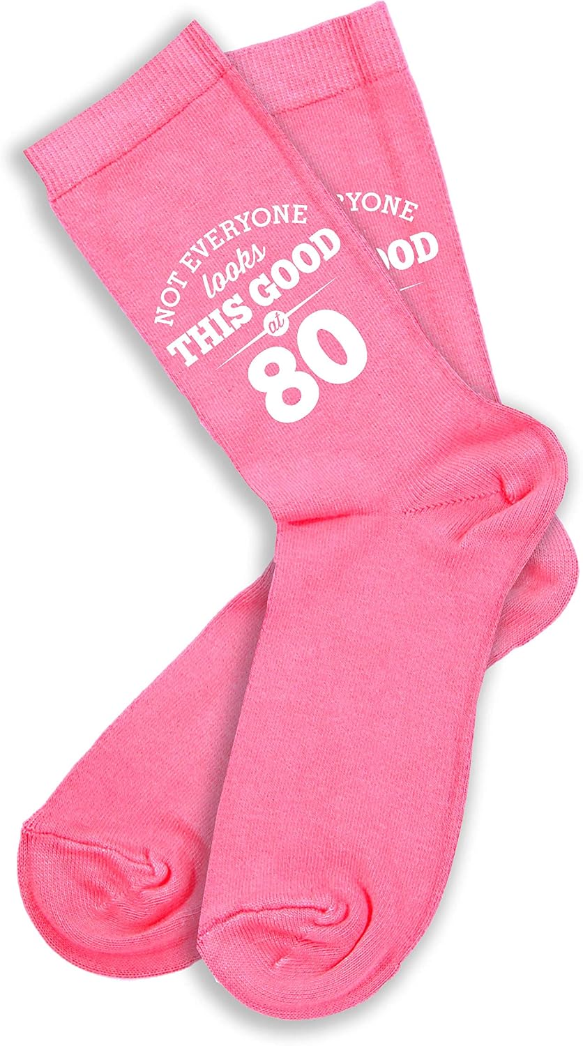 D Design Invent Print! 80th Birthday Gift Pink Ankle Socks Present for Women 80 Ladies Size 4-7, Women: 4-7 - Image 3