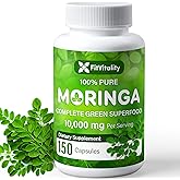 Moringa Capsules| 150 Capsules| Moringa Oleifera| 10,000mg| 100% Pure & Natural| Non-GMO and Gluten Free Supplement | Complete Green Superfood | Moringa Leaf Extract Powder
