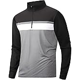 Alex Vando Mens Golf Shirts Long Sleeve Mock Neck Color Block Zipper Polo Shirt for Men