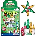 CreateOn Crayola Holiday Glitter Mini PIP Magnetic Tiles, Magnetic Kids’ Building Toys, STEM Learning Travel Toys for Boys and Girls, 27-Piece Set
