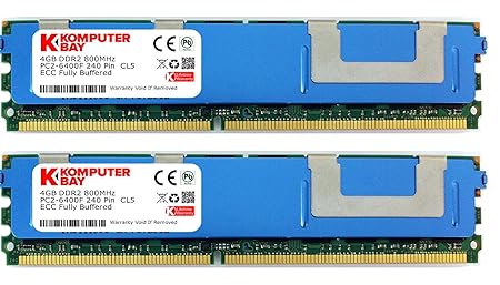 Komputerbay 8GB (2X4GB) DDR2 PC2-6400F 800MHz ECC Fully Buffered FB-DIMM (240 PIN) 8GB w / Heatspreader