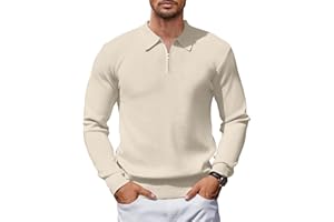 Rela Bota Mens Long Sleeve Polo Shirts Knit Casual Golf Shirts for Men Quarter Zip Polo Sweater Pullover Collared Shirt