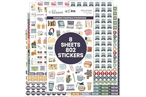 bloom daily planners Workday Essentials Planner Stickers - Productivity Variety Pack for Business Professionals - 8 Sheets / 802 Stickers - Meetings, Deadlines, Payday Icons for Work & Office