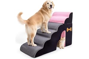 Dog Stairs, 6-Step 30-Inch High Density Foam Pet Ramp for Small to Large Dogs, Non-Slip Safe Climbing Aid for High Beds, Couc