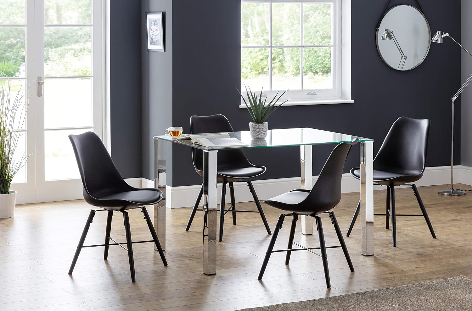 Julian Bowen Black Wood Kari Dining Chairs Set of 2, Height: 83, Width: 48, Depth: 54cm - Image 4