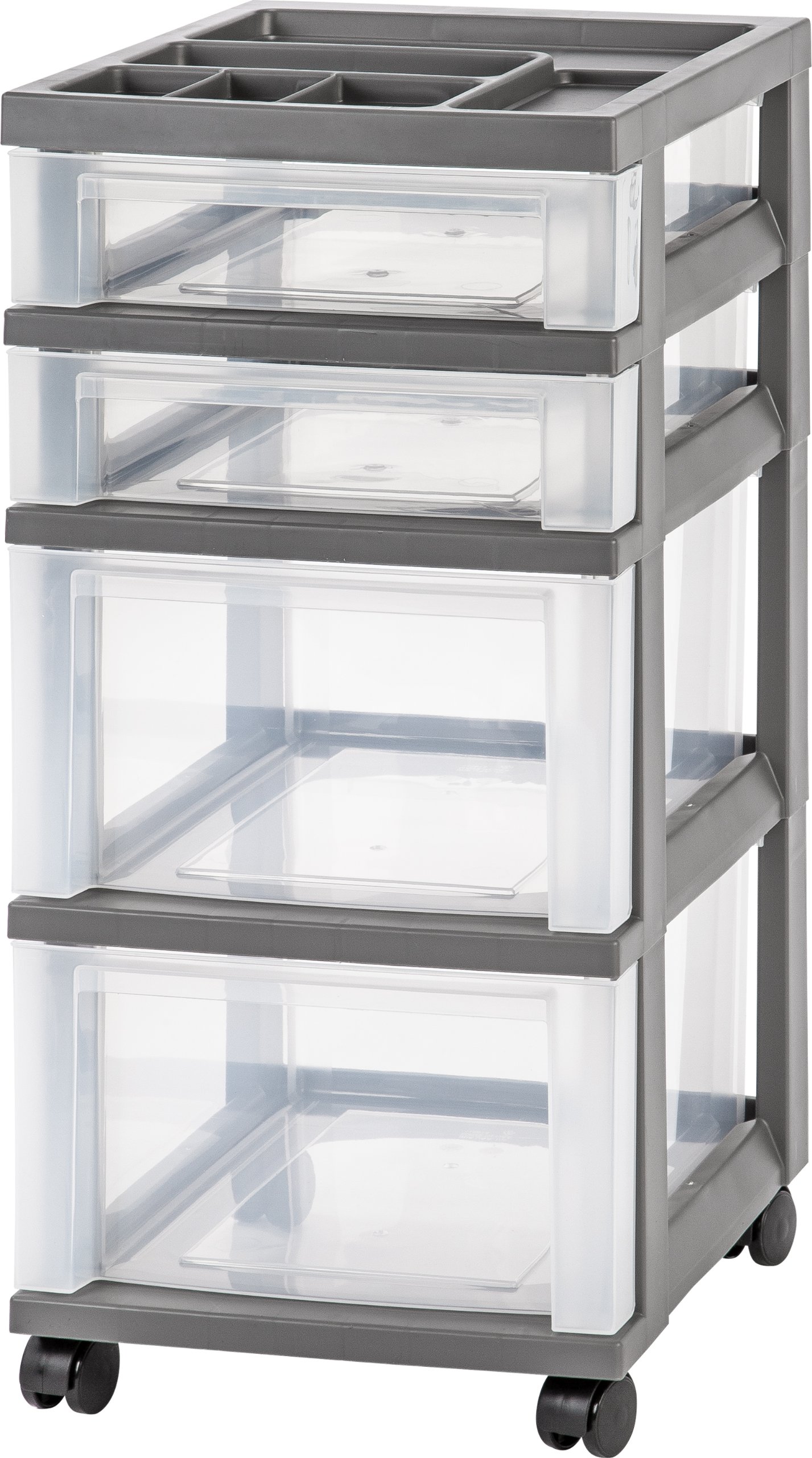 IRIS USA MC322 Plastic Storage Drawer, Rolling Cart with Organizer Top