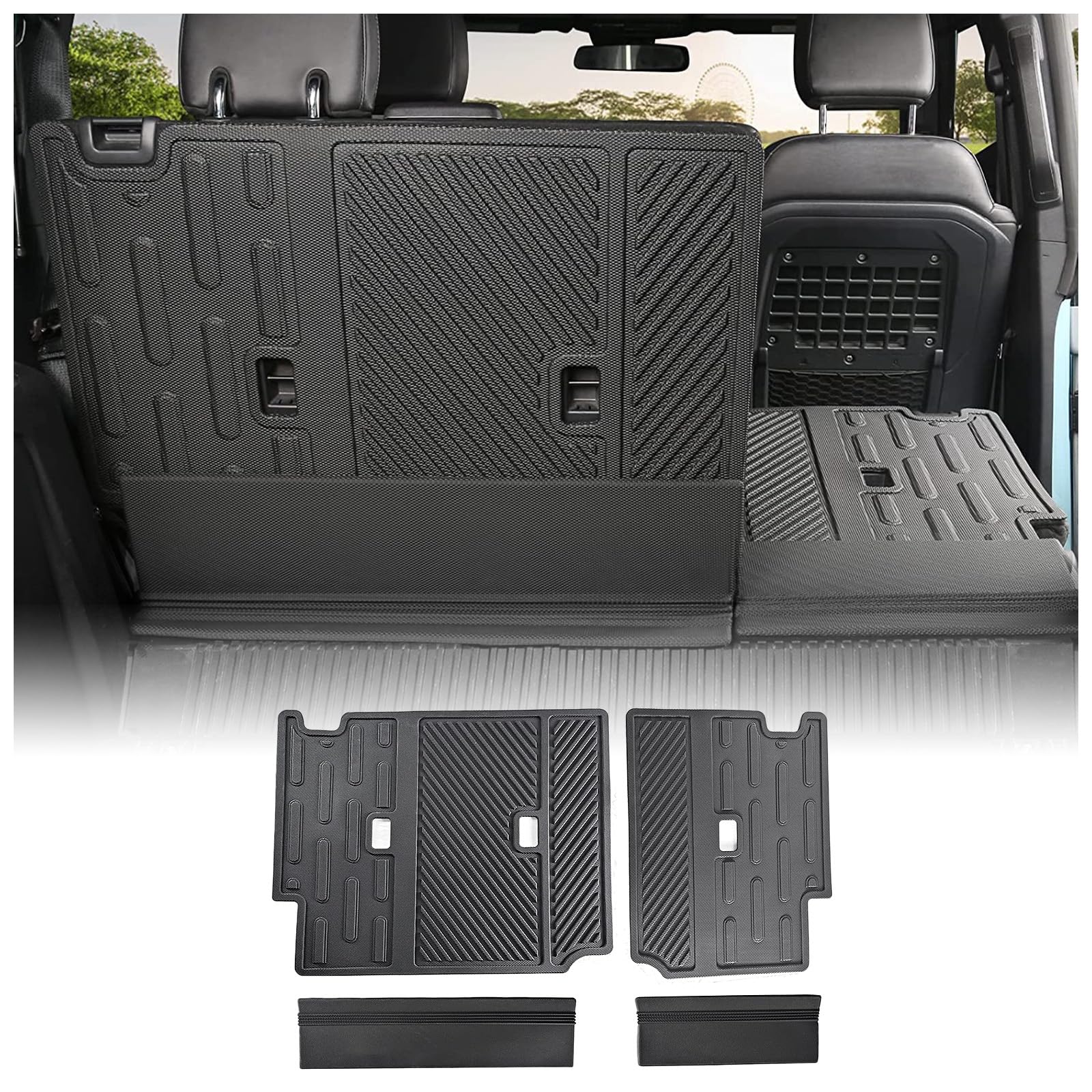 Photo 1 of Mabett Rear Seat Back Cover Backrest Protector for Ford Bronco Accessories 2025 2021-2024 with Dog Seat Liner fit Bronco 4-Door 4 Pieces-with Folding Lip (NOT for 2-Door or Bronco Sport)