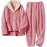 Rousytn Girls Fuzzy Fleece Pants Set Winter Fluffy 2 Piece Outfits Flannel Pullover Sweatshirt Sets Sweatsuit 5-14 Years