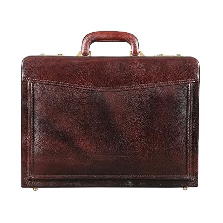 BRAND LEATHER 16 inch Leather Briefcase (Brown)