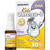Thinkmist Kids Omega-3 Spray by Ddrops, 80 Sprays (10.6 mL) - Supports the Healthy Development of the Brain, Eyes, and Nervou