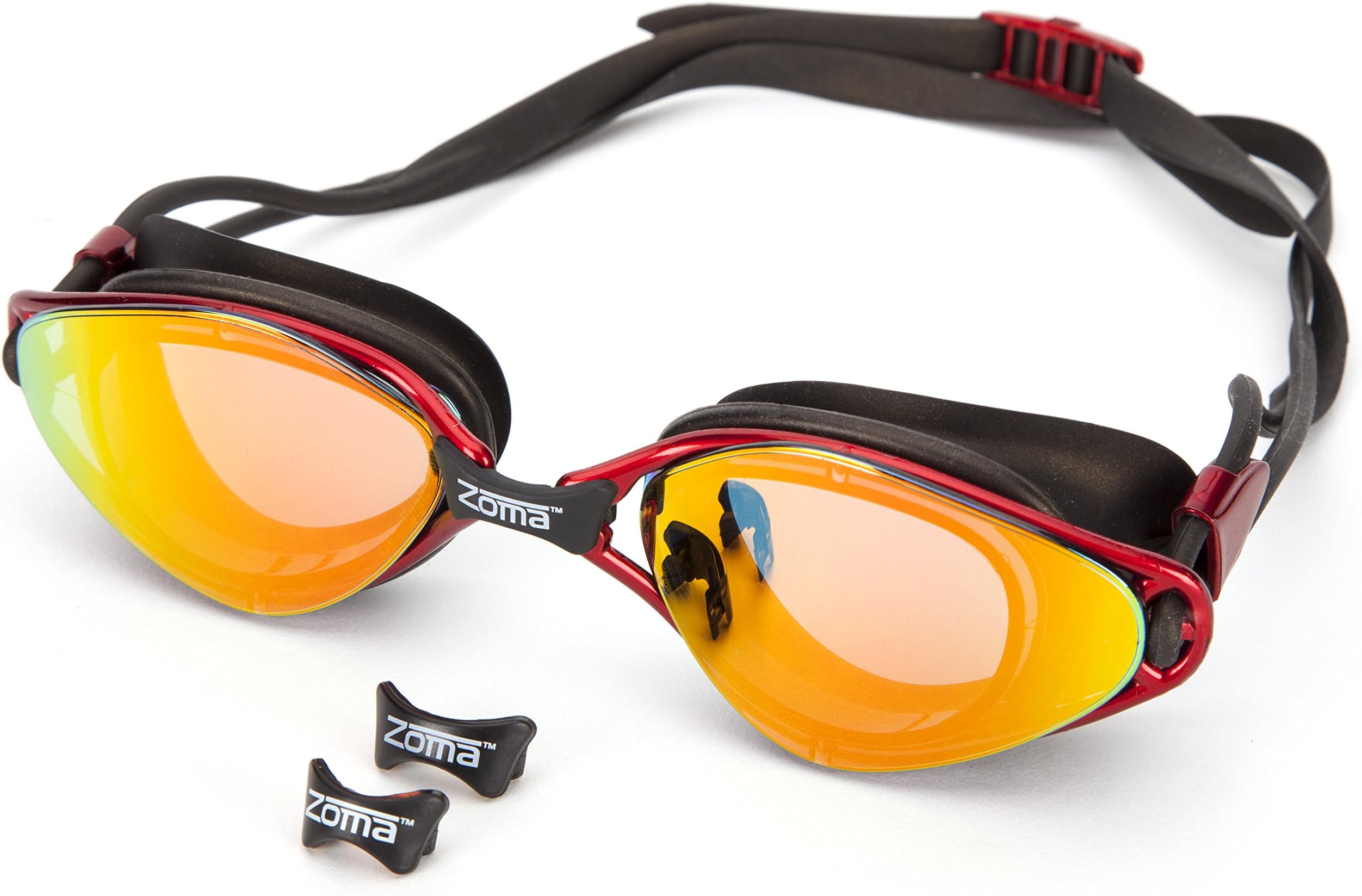 Swimming Goggles with Anti Fog and Adjustable Nose Piece - UV Protection Mirror Lenses for Kids, Junior, Men and Women