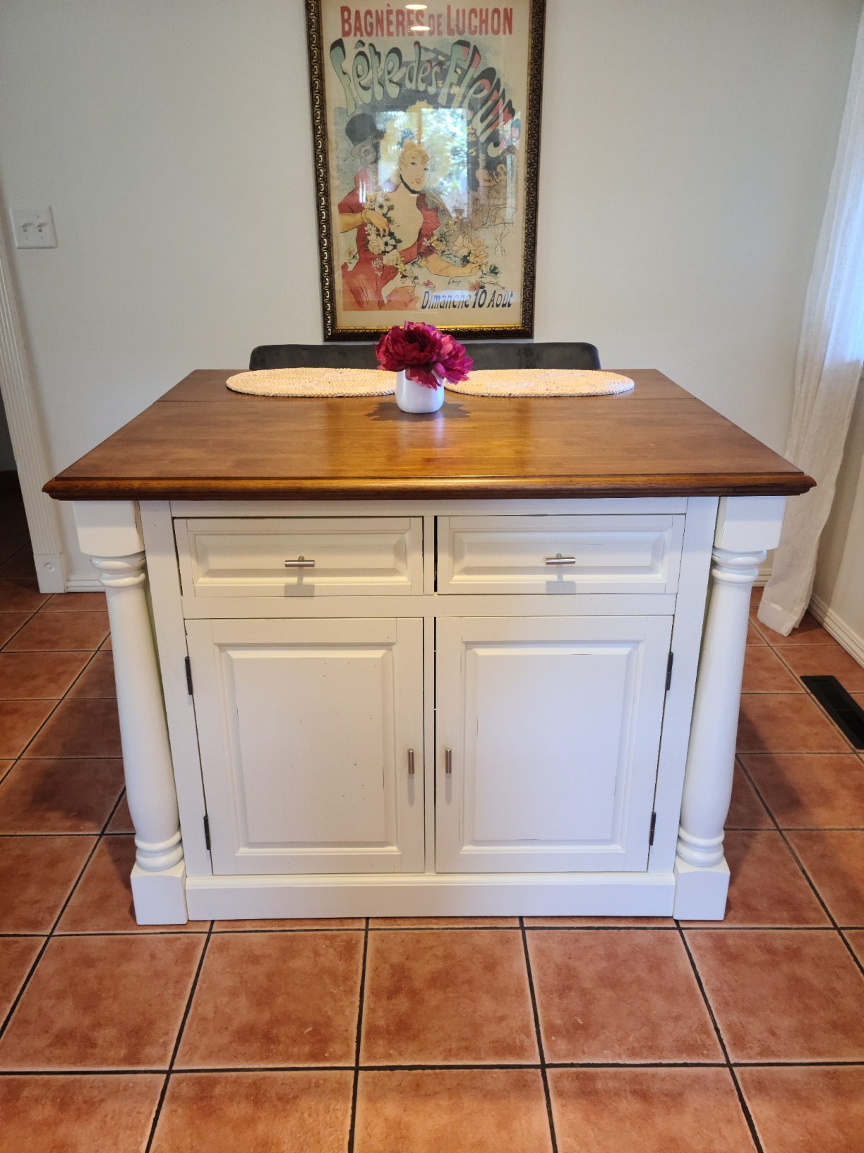 104/mo Finance Homestyles Monarch Kitchen Island Set, With 2 Stools, OffWhite Buy Now, Pay