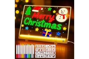 Tableau d'affichage à DEL avec couleurs, 35,1 x 26,2 cm, tableau à dessin lumineux effaçable à sec pour enfants et adultes, 1