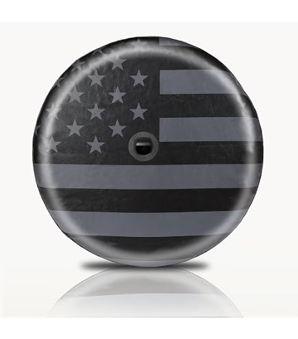 American Flag Spare Tire Cover With Backup Camera Hole - Leather Wheel Cover For Jeep Wrangler JL (Fits 32-34" Tire Diameter) - View #4