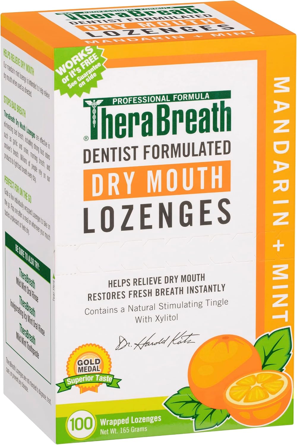 TheraBreath Mandarin Mint Dry Mouth Lozenges - Dentist Formulated