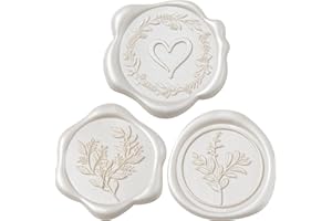 Uwilowe 60 Pcs Ivory Wax Seal Stickers Self-Adhesive Envelope Seals Stamp Stickers, Perfect for Wedding Invitations Seating Chart Christmas Gift Wrapping 3 Designs in 1 Pack