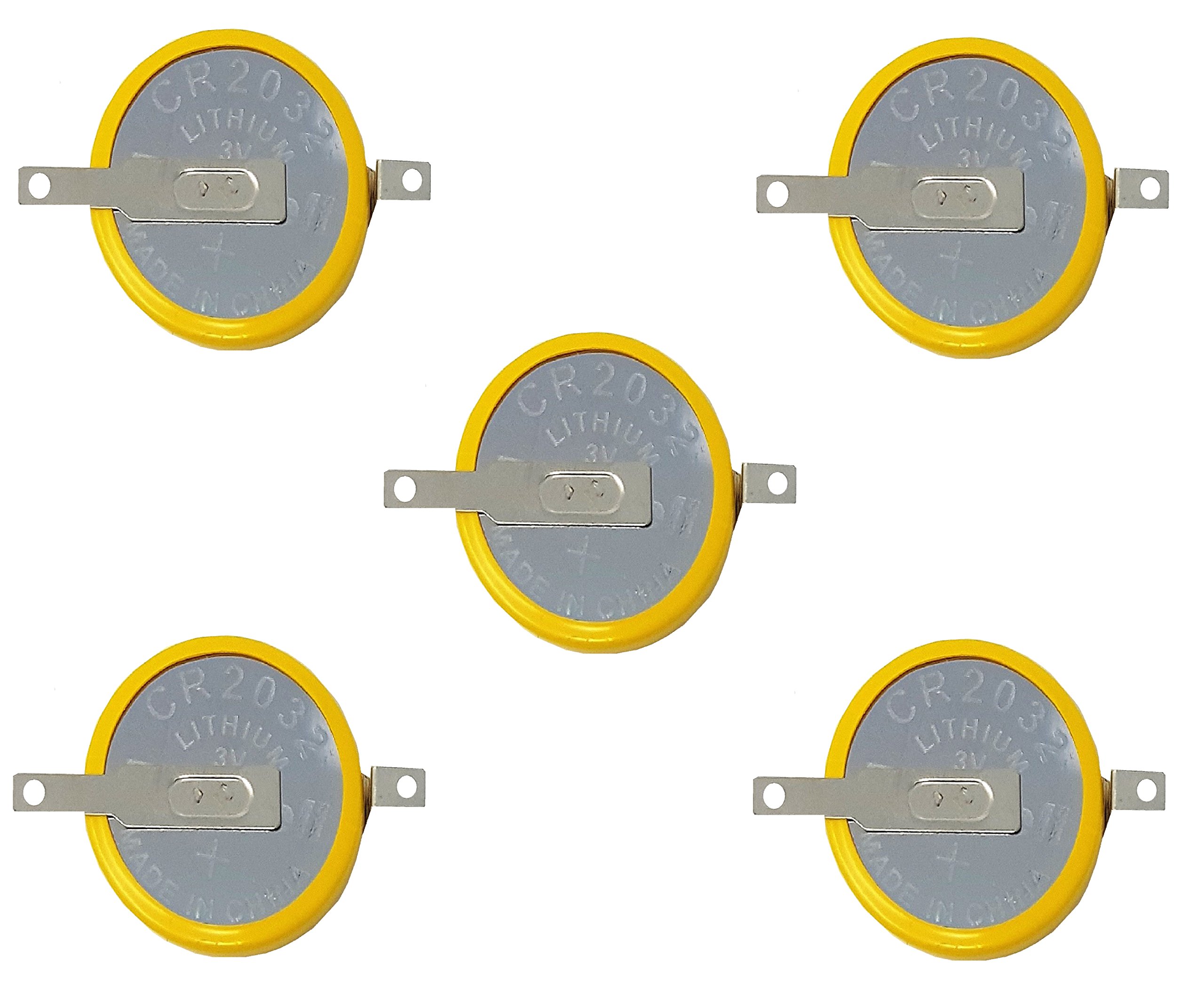 Eunicell 5 x F2-CMOS Battery BIOS BR / CR2032-1F2 with Solder Tag 3V for PC Disposable v