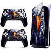 Skin Sticker for Game Console 5 Cover - Bald Eagle, Compatible with Both Disc Edition & Digital Edition (not Slim Ver) - 2 Controller Skins & Console Skin - No Bubble, Full Protection, Removable