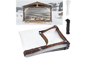 NNG 6.6 x 10ft Waterproof Chicken Coop Cover for Winter,Anti-Tear Chicken Run Tarp with Rope & Cable Tie,Chicken Coop Insulation Windproof Winterizing Cover for Poultry Cage Patio Covering