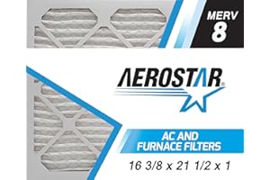Aerostar 16.375x21.5x1 MERV 8 - 6 Count - High Efficiency Pleated HVAC, Furnace & Air Conditioner Filters - Removes Dust, Lint, Mold & Allergy-Causing Pollen