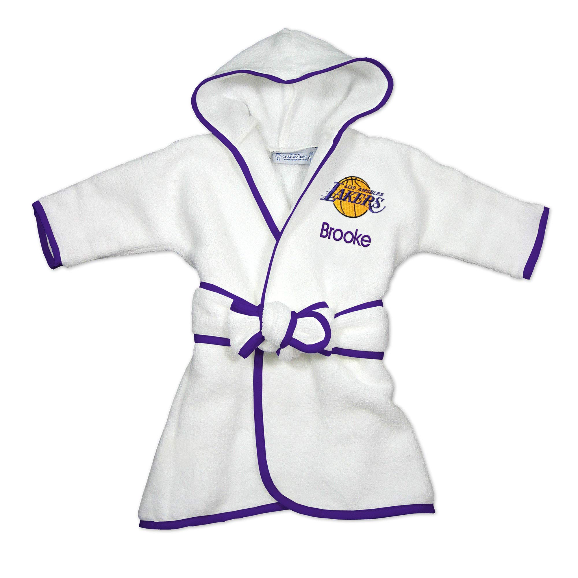 Designs by Chad and JakeLos Angeles Lakers Personalized Baby Bathrobe - Hooded Baby Robe with Embroidered Logo