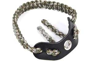 SUNYA Archery Bow Wrist Sling, 550 Paracord Strap Comfortable on Hand.100% Full Grain Leather Yoke, Multiple Camo Colors.Fit Compound Bow Stabilizer & Recurve.