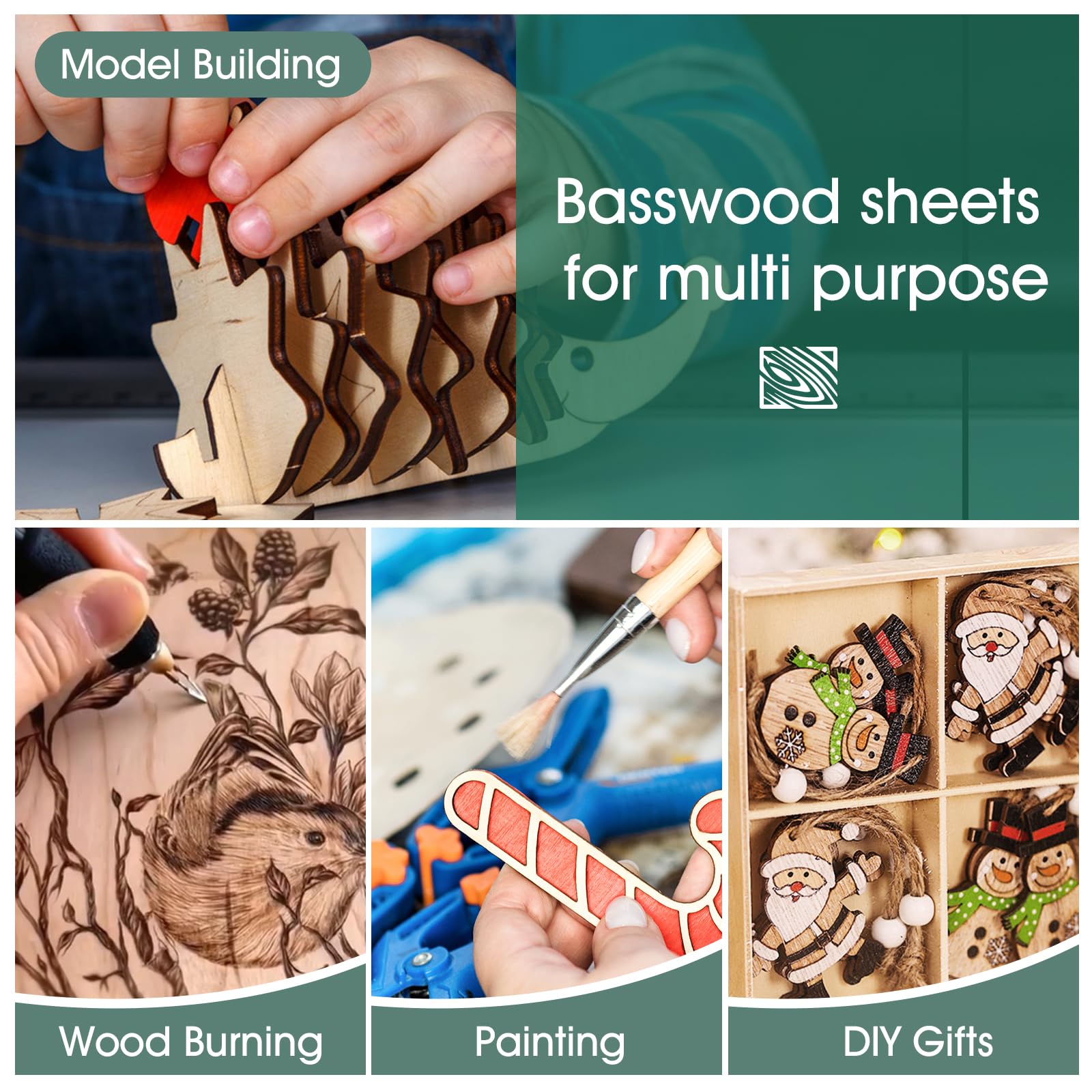 10 Pack Basswood Sheets for Crafts 1/8x12x12 Inch 3mm Basswood for Laser Cutting, Drawing,Wood Burning, Architectural Models.Plywood Sheets Unfinished Squares Wood Boards for DIY Gifts.
