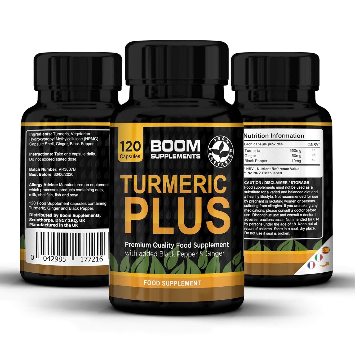 Turmeric Capsules High Strength 600mg 120 Turmeric Capsules with