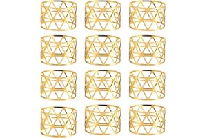 WSICSE 12 Pcs Napkin Rings, Gold Napkin Ring Christmas Napkin Rings Set of 12 Metal Napkin Ring Holders for Party of Table Settings