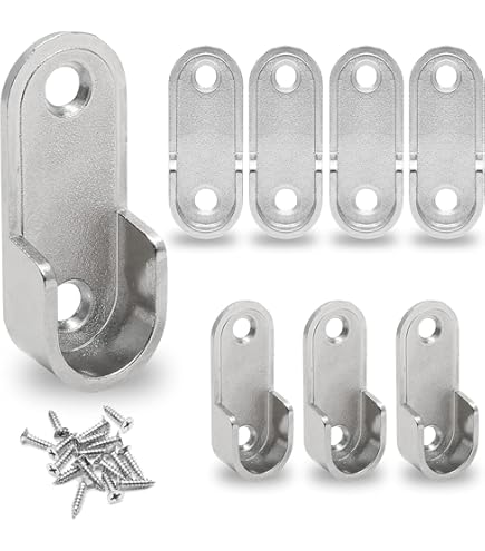 UHPPOTE Oval Closet Rod End Support For 15x30mm Rods (Pack Of 2