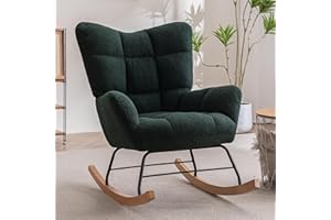 YUUIJOAA Rocking Chair Nursery - Glider Modern Accent Armchair with High Backrest for Indoor Living Room Bedroom (Green)