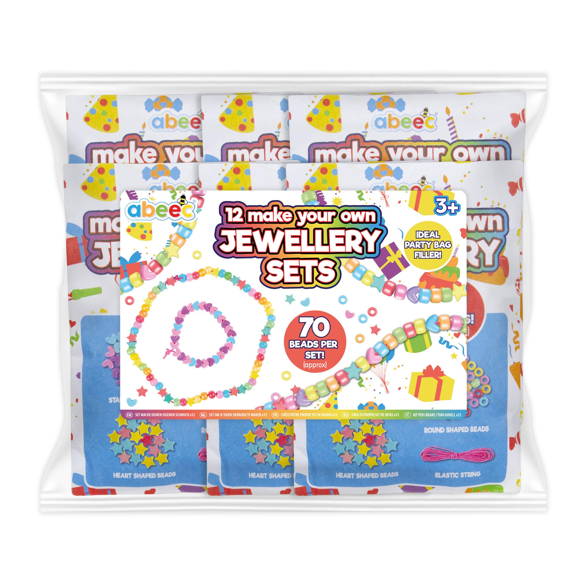 abeec Jewellery Making Kit - Friendship Bracelet Making Kit - Party Bag Fillers For Kids - Pack Of 12 - Beads For Bracelet Making - Bead Bracelet Making Kits - Friendship Bracelets Kids' Party Favours