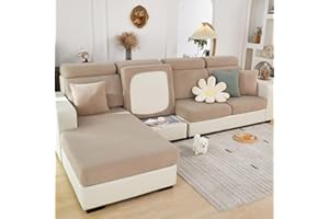 SHOWYLIVE 2024 New Wear-Resistant Universal Sofa Cover, Stretch Couch Cushion Slipcovers Replacement, Anti-Slip L Shape Sofa Covers, Chaise Lounge Sofa Slipcover (Weave Camel,Chaise Cover)