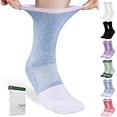 Bulinlulu Diabetic Socks for Men Women-6 Pairs Non Binding Crew Diabetic Neuropathy Socks with Seamless Toe for Size 6-9 9-12