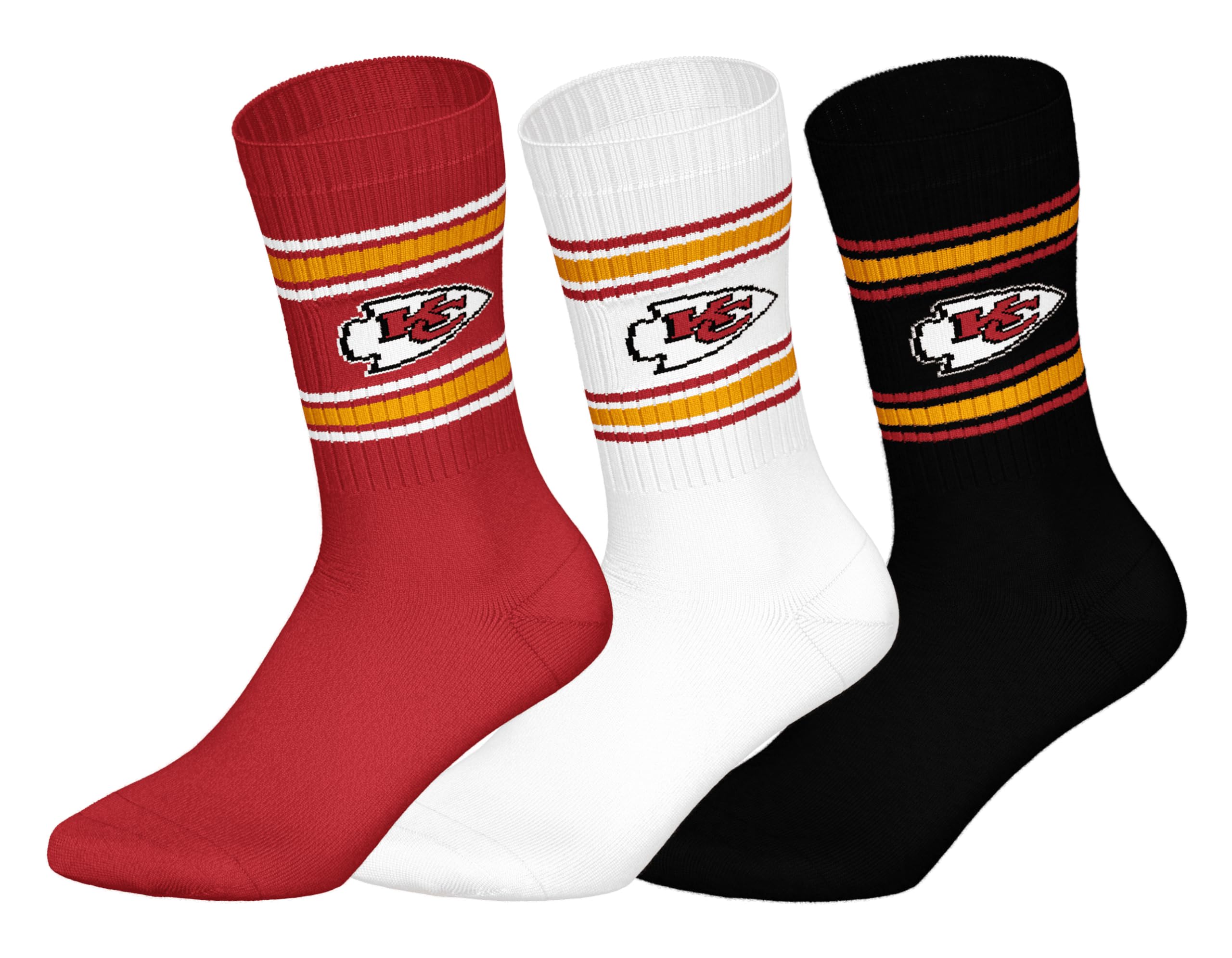 NFL Unisex Kansas City Chiefs Crew Socks Sport Socks (Pack of 3)