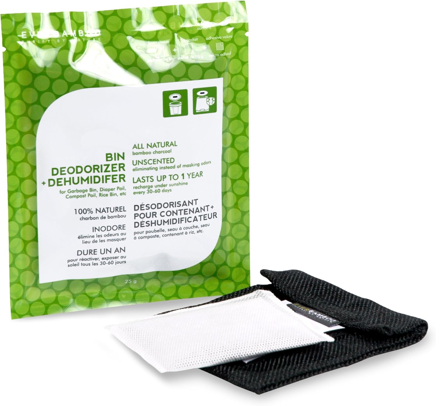 Ever Bamboo Bin Deodorizer & Dehumidifier w/Natural Bamboo Charcoal (25