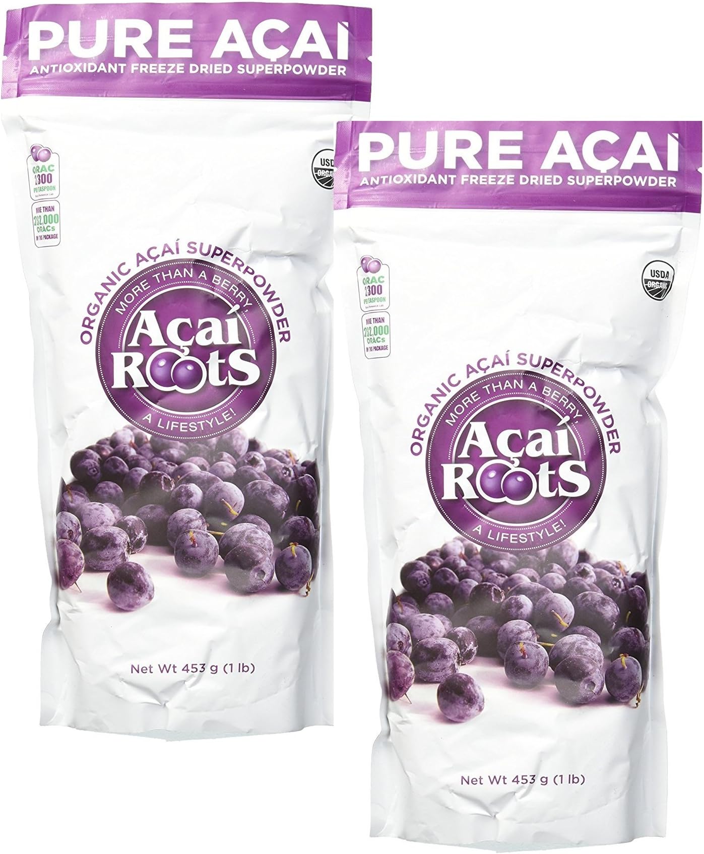 Pure All ACAI USDA Organic Super Powder 100% Vegan Sugar Gluten and Dairy Free (2lbs/32oz (906g))