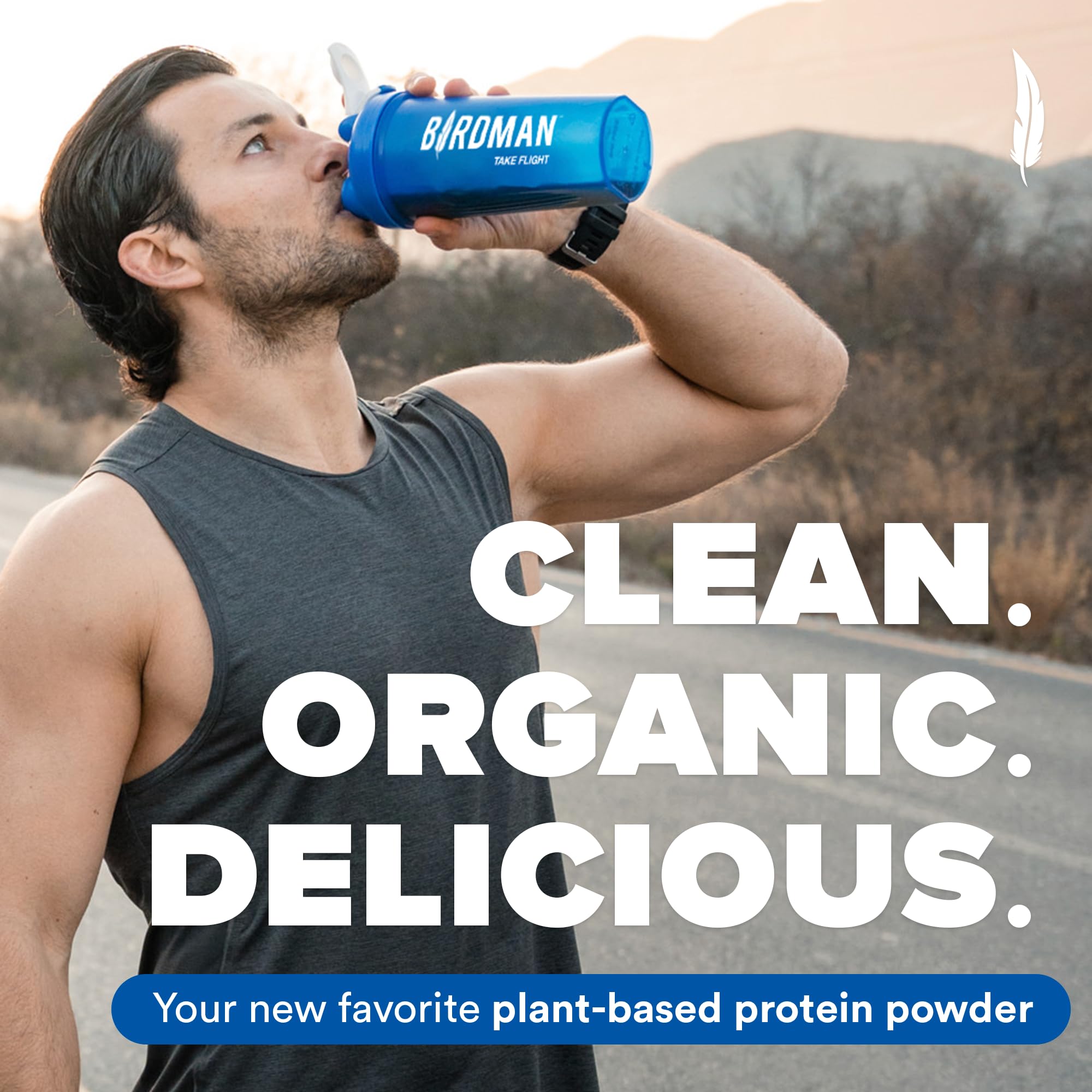 BIRDMAN Falcon Vegan Protein Powder Organic, Stevia & Sugar Free, Plant Based Protein, Low Carb, Dairy Free, Keto, Non Whey Protein, Probiotic, Pea Protein | Chocolate Flavor - 37 Servings - 2.64lb