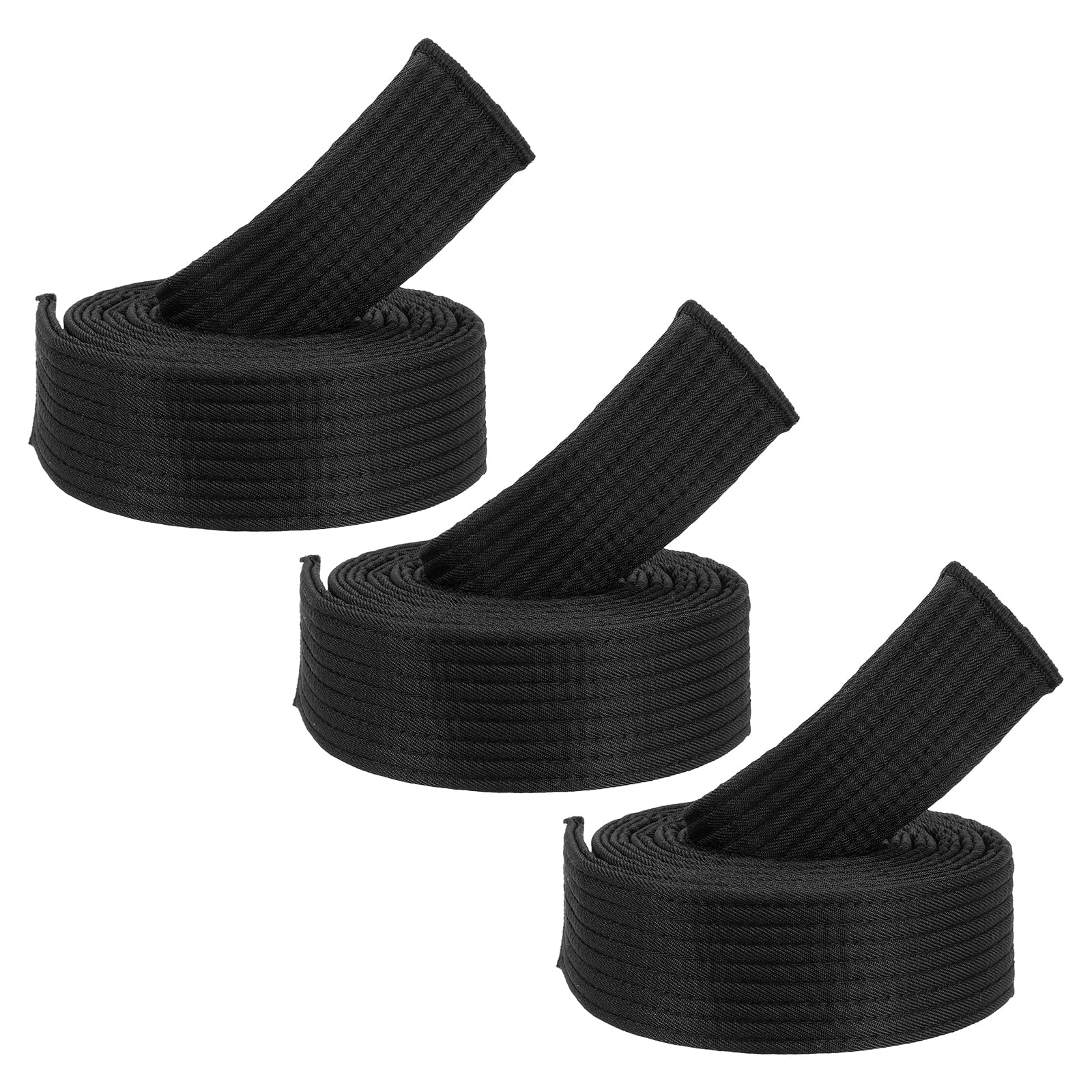 PATIKIL Taekwondo Colored Ranking Belts, 3 Pack 1.6" x5.3FT Polyester Martial Arts Colored Ranking Belt for Coach Teaching Practice, Black